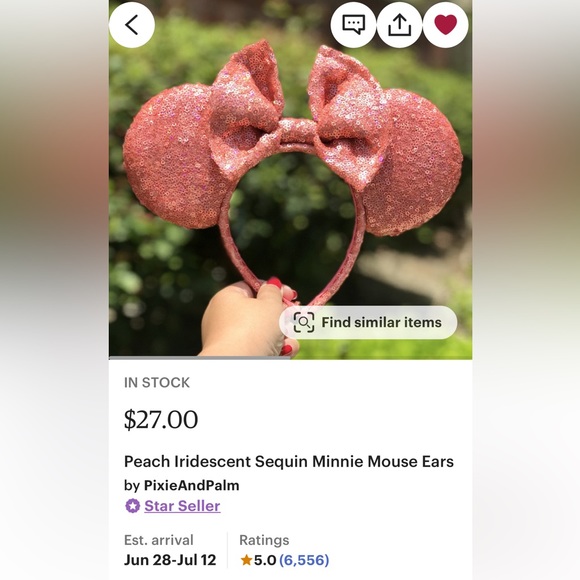 Peach iridescent Minnie Mouse Ears - Picture 5 of 8